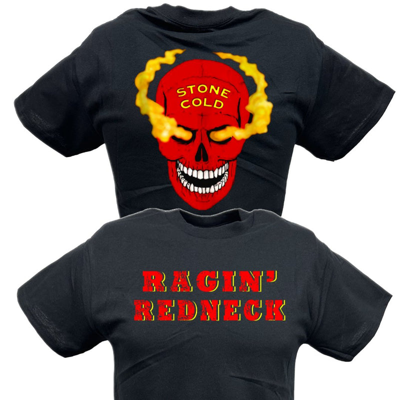 Load image into Gallery viewer, Stone Cold Steve Austin Ragin Redneck Red Smoking Skull T-shirt by EWS | Extreme Wrestling Shirts
