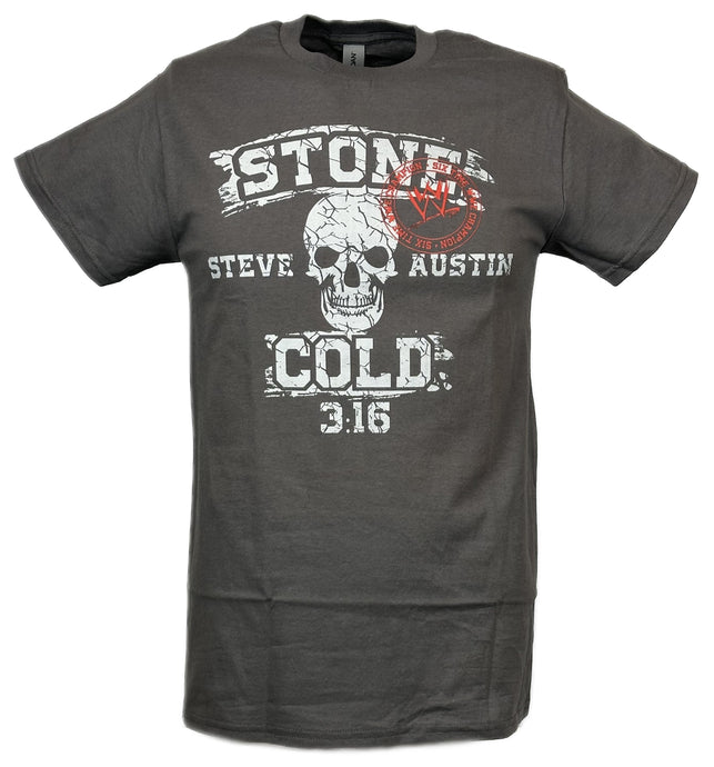 Stone Cold Steve Austin Six Time WWE Champion Mens Gray T-shirt Sports Mem, Cards & Fan Shop > Fan Apparel & Souvenirs > Wrestling by Freeze | Extreme Wrestling Shirts