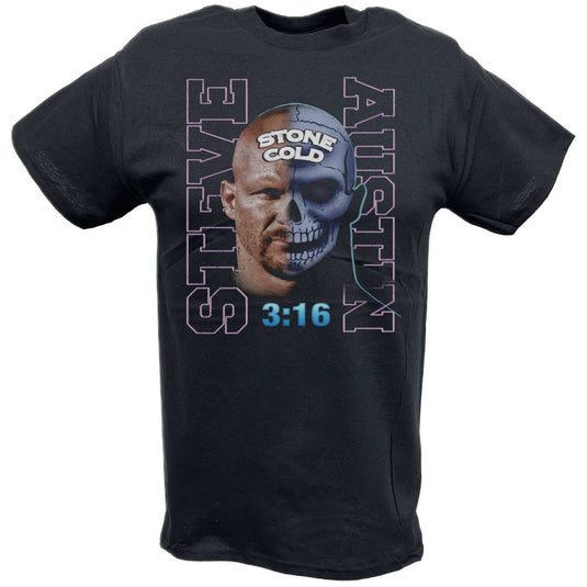 Stone Cold Steve Austin Skull Face Black T-shirt by EWS | Extreme Wrestling Shirts