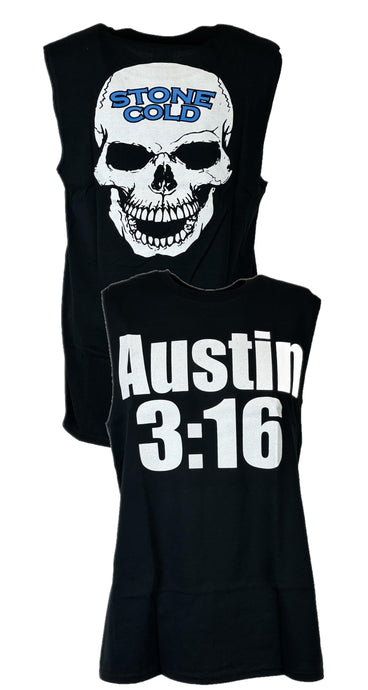 Stone Cold Steve Austin Sleeveless 3:16 White Skull Mens Black T-shirt Sports Mem, Cards & Fan Shop > Fan Apparel & Souvenirs > Wrestling by EWS | Extreme Wrestling Shirts