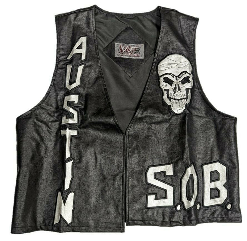 Load image into Gallery viewer, Stone Cold Steve Austin SOB 3:16 Skull Vest Black Sports Mem, Cards &amp; Fan Shop &gt; Fan Apparel &amp; Souvenirs &gt; Wrestling by WWF | Extreme Wrestling Shirts
