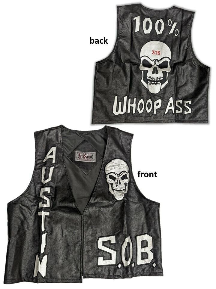 Load image into Gallery viewer, Stone Cold Steve Austin SOB 3:16 Skull Vest Black Sports Mem, Cards &amp; Fan Shop &gt; Fan Apparel &amp; Souvenirs &gt; Wrestling by WWF | Extreme Wrestling Shirts
