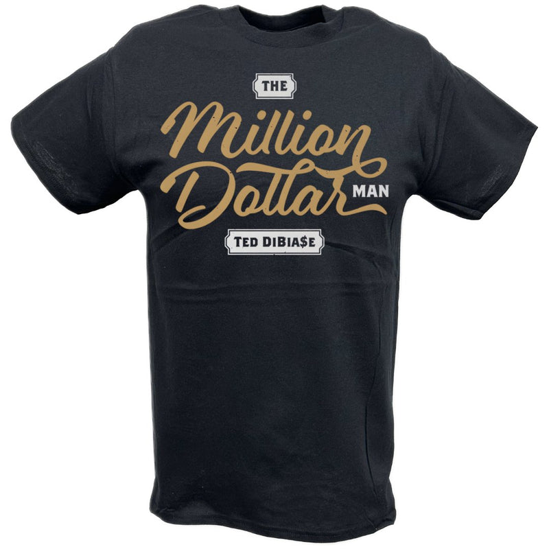 Load image into Gallery viewer, Ted DiBiase Million Dollar Man Font Logo Black T-shirt by EWS | Extreme Wrestling Shirts
