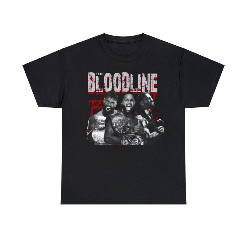 Load image into Gallery viewer, The Bloodline Bloodsport Usos Reigns Black T-shirt by EWS | Extreme Wrestling Shirts
