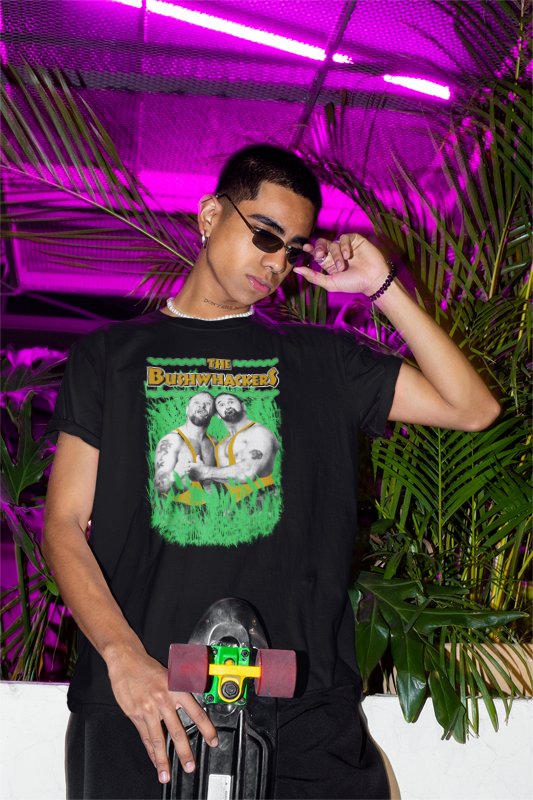 Load image into Gallery viewer, The Bushwackers Mens Black T-shirt by EWS | Extreme Wrestling Shirts
