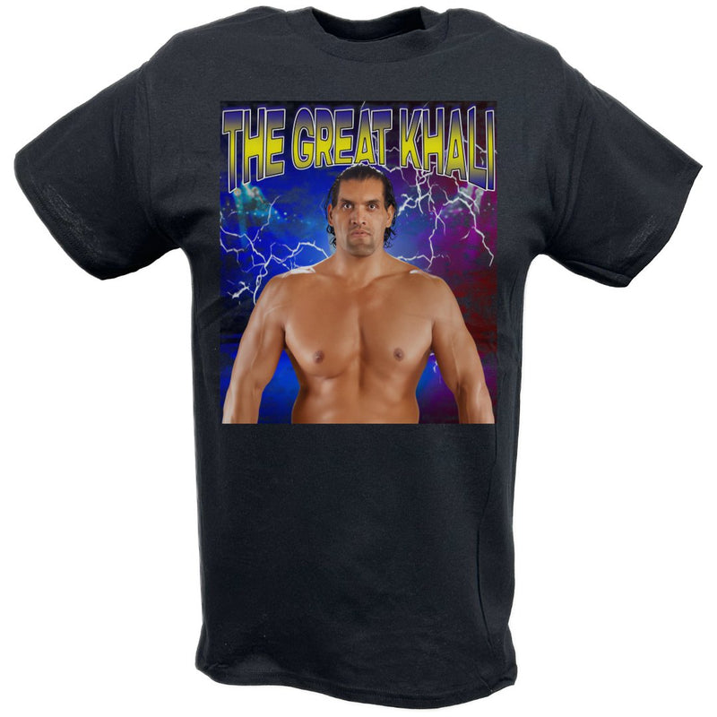 Load image into Gallery viewer, The Great Khali Highlight Black T-shirt by EWS | Extreme Wrestling Shirts
