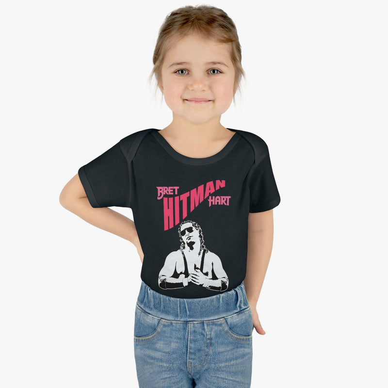 Load image into Gallery viewer, The Hitman Bret Hart White Pose Baby Bodysuit by WWE | Extreme Wrestling Shirts
