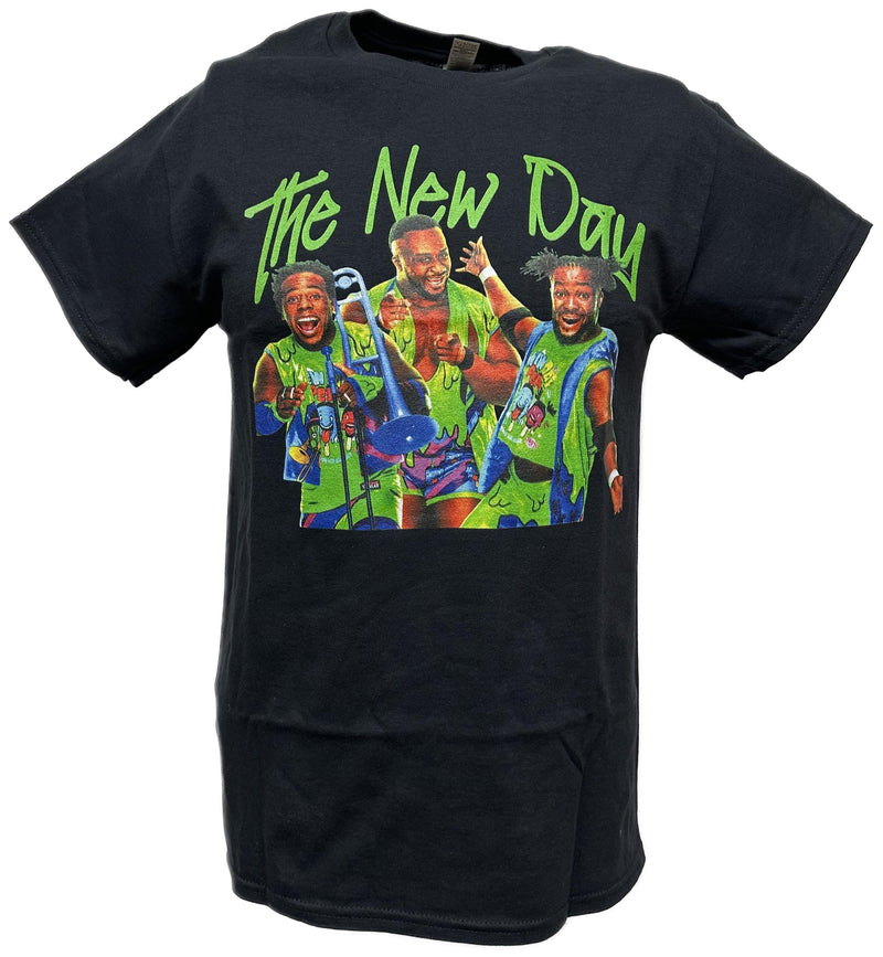 Load image into Gallery viewer, The New Day Green Name Black T-shirt by WWE | Extreme Wrestling Shirts
