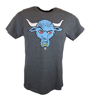 Load image into Gallery viewer, The Rock Blue Brahma Bull WWE Mens Grey T-shirt Sports Mem, Cards &amp; Fan Shop &gt; Fan Apparel &amp; Souvenirs &gt; Wrestling by Freeze | Extreme Wrestling Shirts
