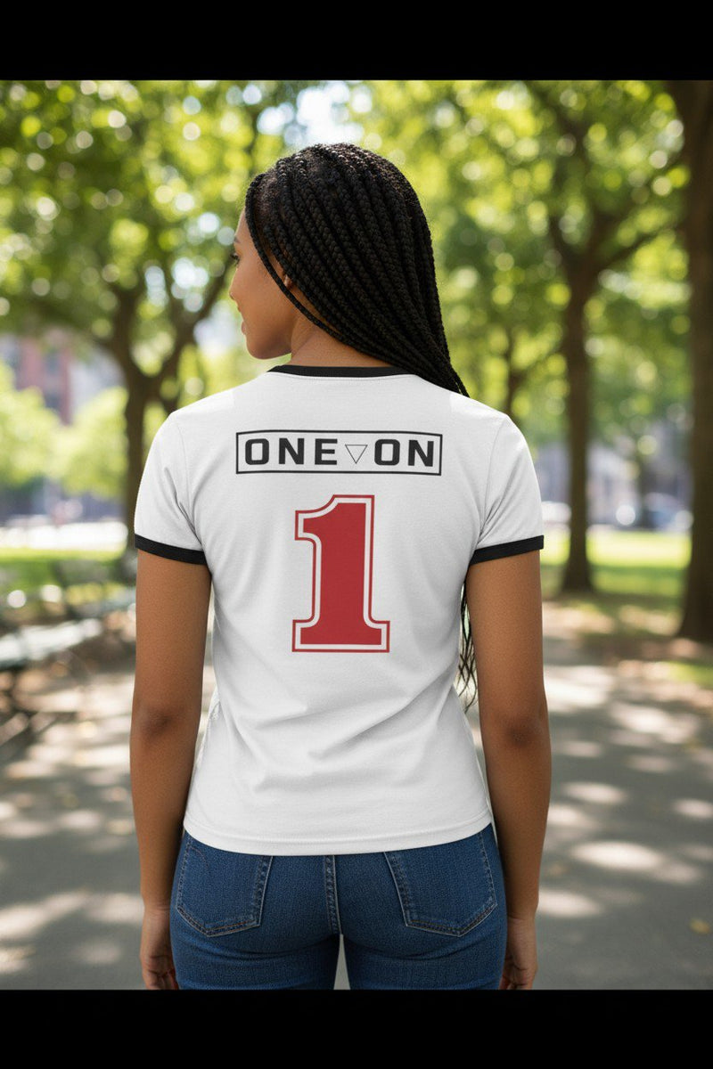 Load image into Gallery viewer, The Rock One On 1 White Ringer T-shirt by EWS | Extreme Wrestling Shirts
