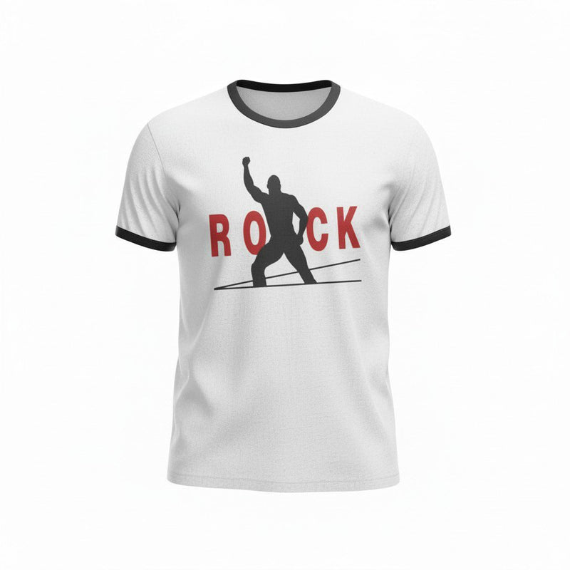 Load image into Gallery viewer, The Rock One On 1 White Ringer T-shirt by EWS | Extreme Wrestling Shirts
