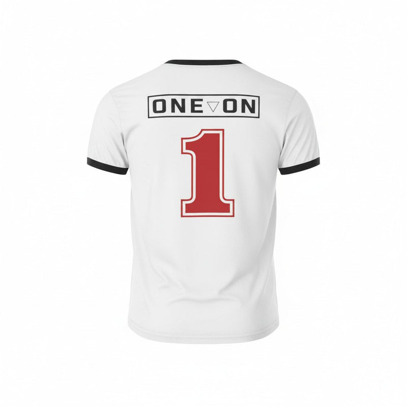 Load image into Gallery viewer, The Rock One On 1 White Ringer T-shirt by EWS | Extreme Wrestling Shirts
