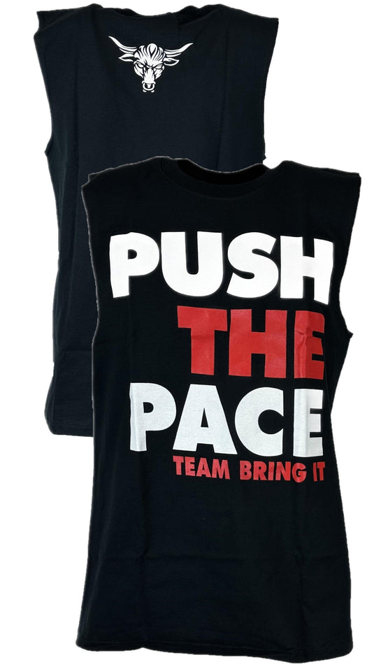 The Rock Push the Pace Sleeveless Muscle Mens Black T-shirt Sports Mem, Cards & Fan Shop > Fan Apparel & Souvenirs > Wrestling by Hybrid Tees | Extreme Wrestling Shirts