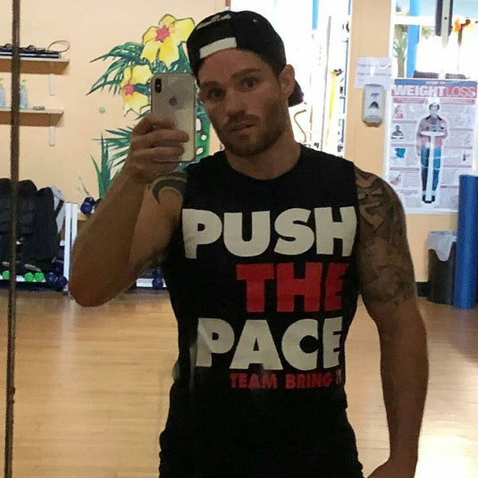 The Rock Push the Pace Sleeveless Muscle Mens Black T-shirt Sports Mem, Cards & Fan Shop > Fan Apparel & Souvenirs > Wrestling by Hybrid Tees | Extreme Wrestling Shirts