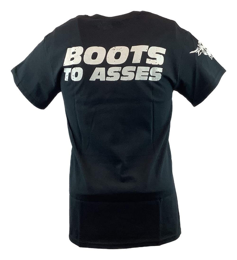 Load image into Gallery viewer, The Rock Team Bring It Boots to Asses Mens Black T-shirt Sports Mem, Cards &amp; Fan Shop &gt; Fan Apparel &amp; Souvenirs &gt; Wrestling by Hybrid Tees | Extreme Wrestling Shirts
