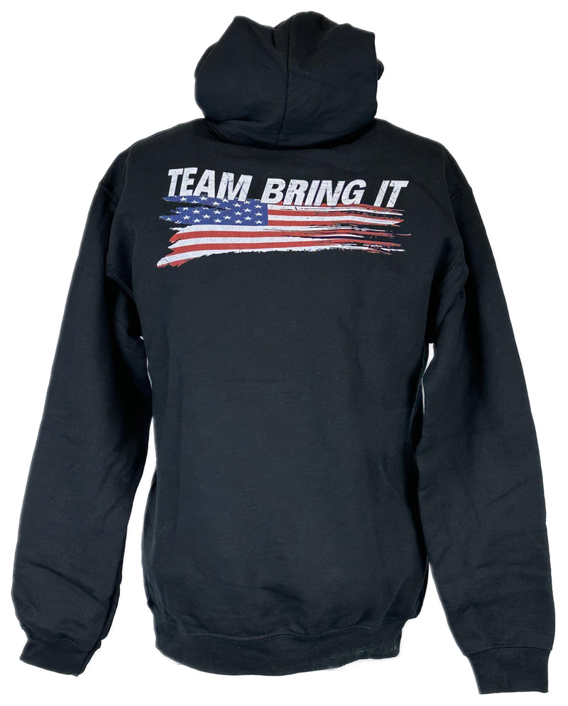 Load image into Gallery viewer, The Rock Team Bring It USA Bull Red White Blue Hoody Sweatshirt by WWE | Extreme Wrestling Shirts
