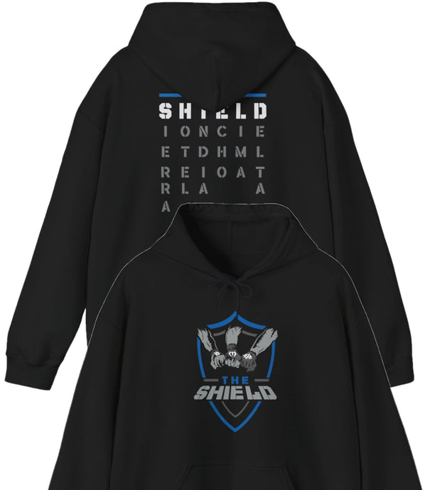 The Shield Hands In United Mens Black Hoody Sweatshirt by EWS | Extreme Wrestling Shirts