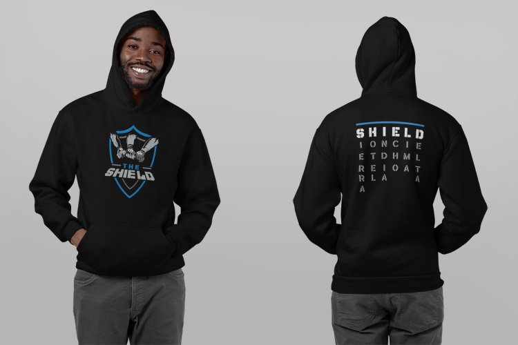 Load image into Gallery viewer, The Shield Hands In United Mens Black Hoody Sweatshirt by EWS | Extreme Wrestling Shirts
