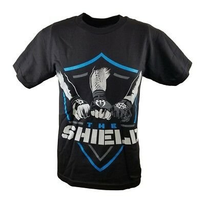 The Shield Hands In United Mens Black T-shirt Sports Mem, Cards & Fan Shop > Fan Apparel & Souvenirs > Wrestling by Hybrid Tees | Extreme Wrestling Shirts