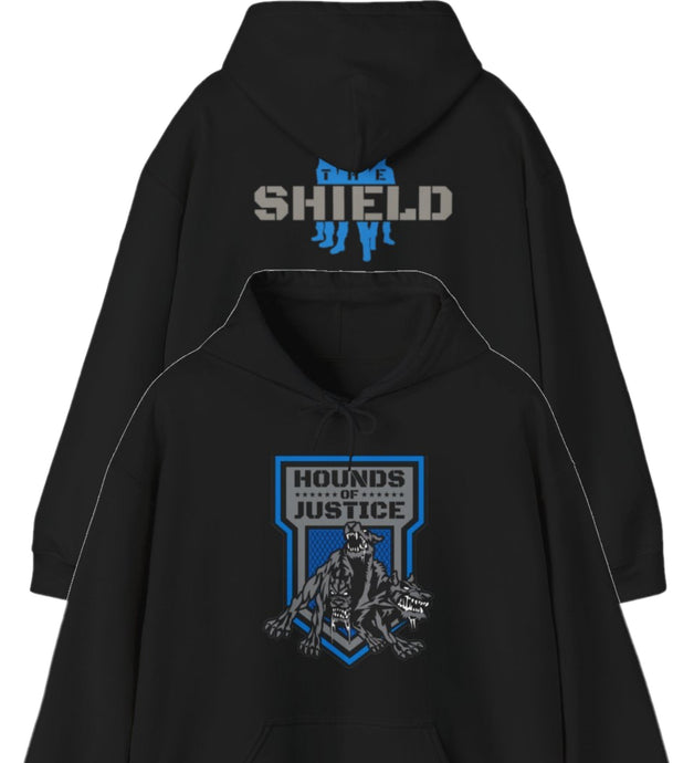 The Shield Hounds of Justice Mens Black Hoody Sweatshirt by EWS | Extreme Wrestling Shirts