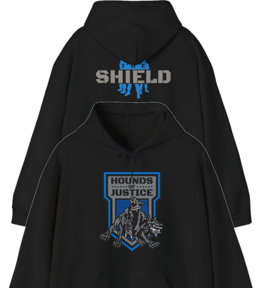 The Shield Hounds of Justice Mens Black Hoody Sweatshirt by EWS | Extreme Wrestling Shirts