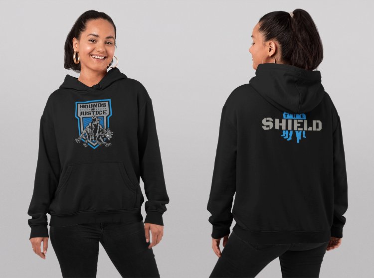 Load image into Gallery viewer, The Shield Hounds of Justice Mens Black Hoody Sweatshirt by EWS | Extreme Wrestling Shirts
