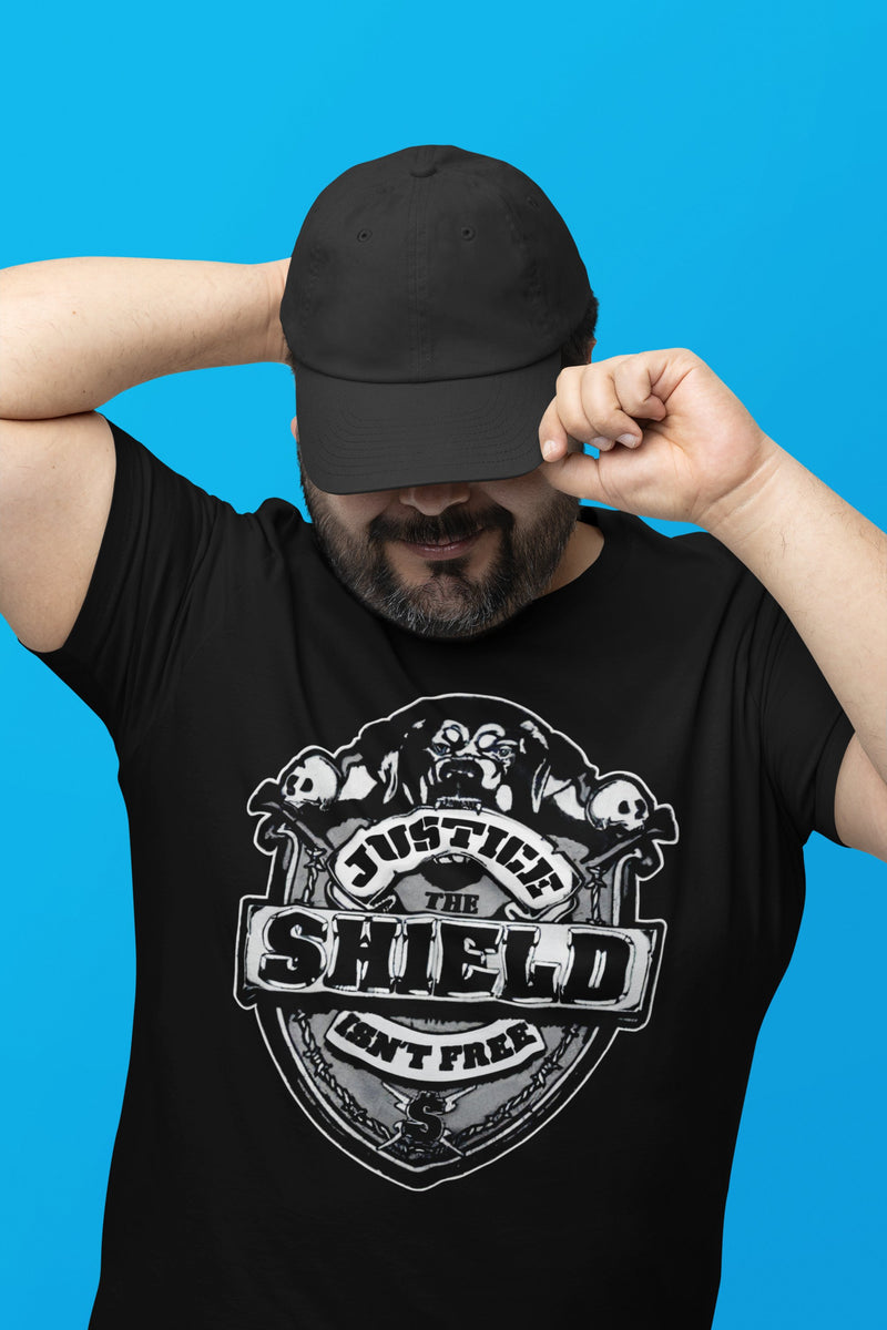 Load image into Gallery viewer, The Shield Justice Isn&#39;t Free Reigns Ambrose Rollins WWE Mens Black T-Shirt by EWS | Extreme Wrestling Shirts
