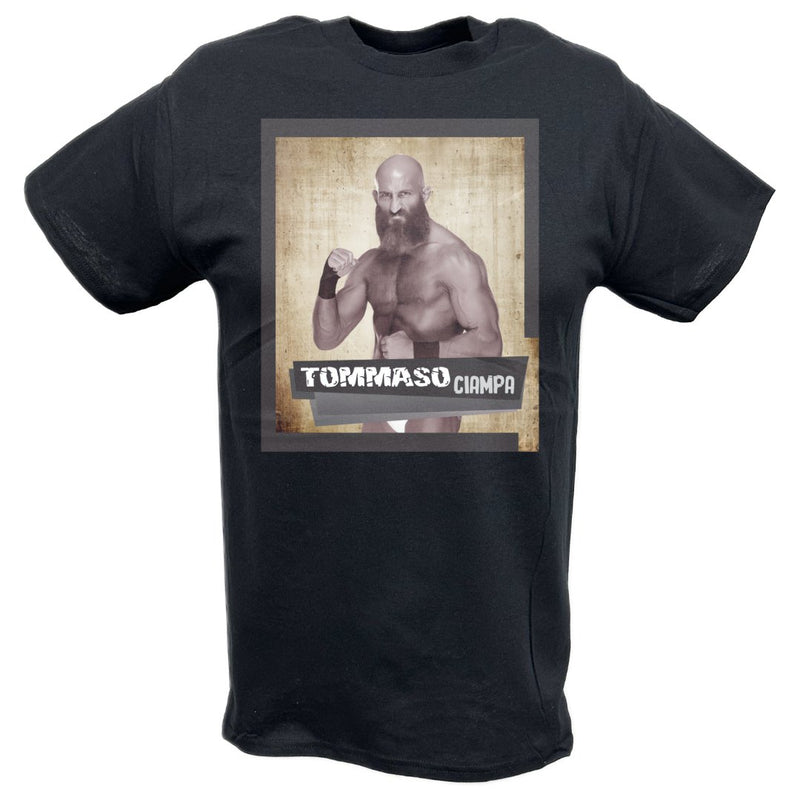 Load image into Gallery viewer, Tommaso Ciampa Poster Print Black T-shirt by EWS | Extreme Wrestling Shirts
