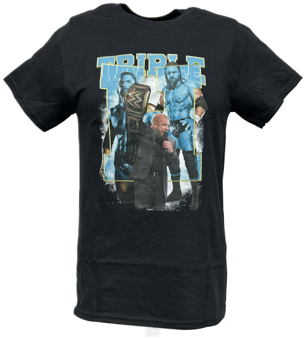 Triple H Authority Blue Mens Black T-shirt by EWS | Extreme Wrestling Shirts