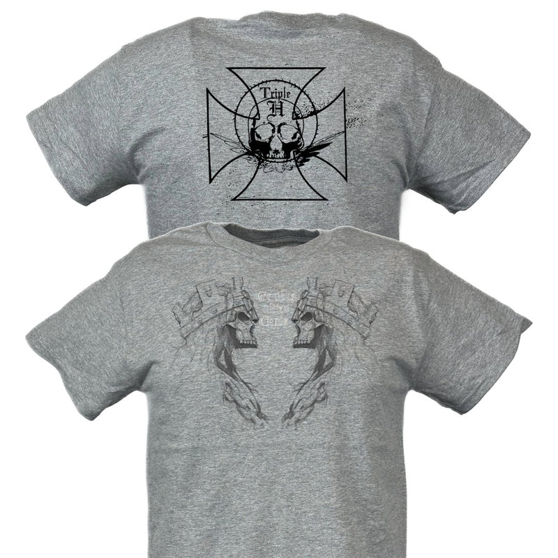 Load image into Gallery viewer, Triple H Genibus Nitito Canis Skull Kings Grey T-shirt by EWS | Extreme Wrestling Shirts
