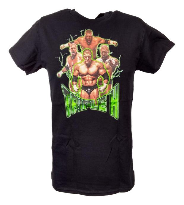 Triple H Green with Power Mens Black T-shirt by EWS | Extreme Wrestling Shirts