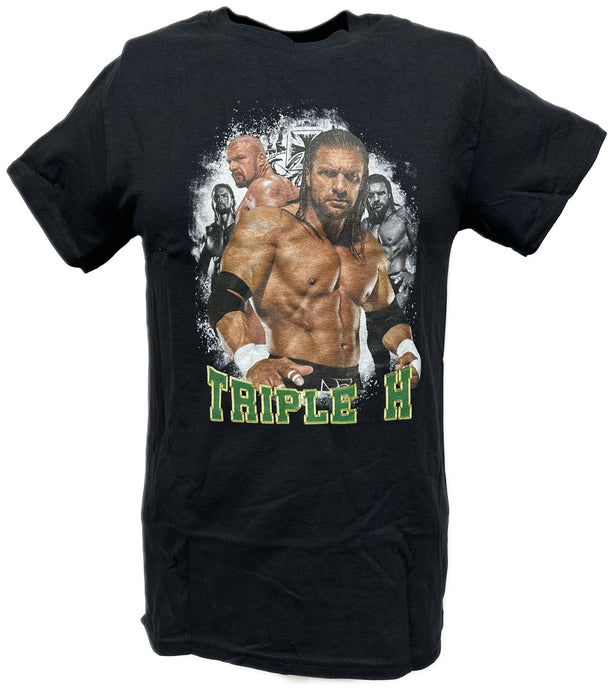 Triple H Pro Wrestling Four Poses Mens Black T-shirt by EWS | Extreme Wrestling Shirts