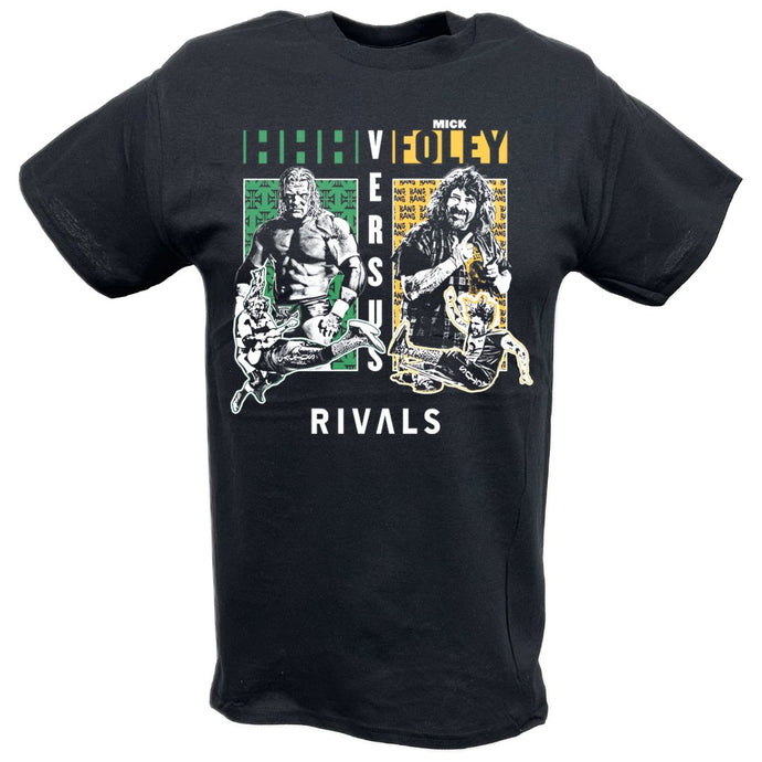 Triple H vs Mick Foley Rivals Black T-shirt by EWS | Extreme Wrestling Shirts