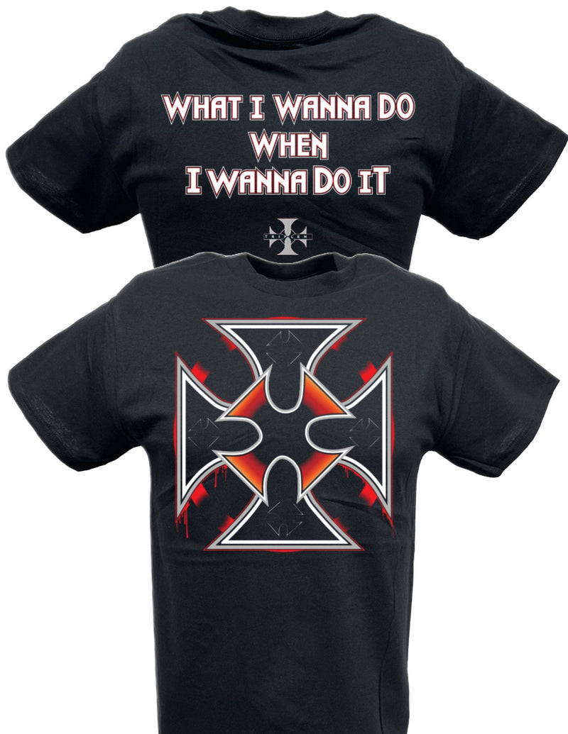 Load image into Gallery viewer, Triple H Wanna Do It Cross Black T-shirt by EWS | Extreme Wrestling Shirts
