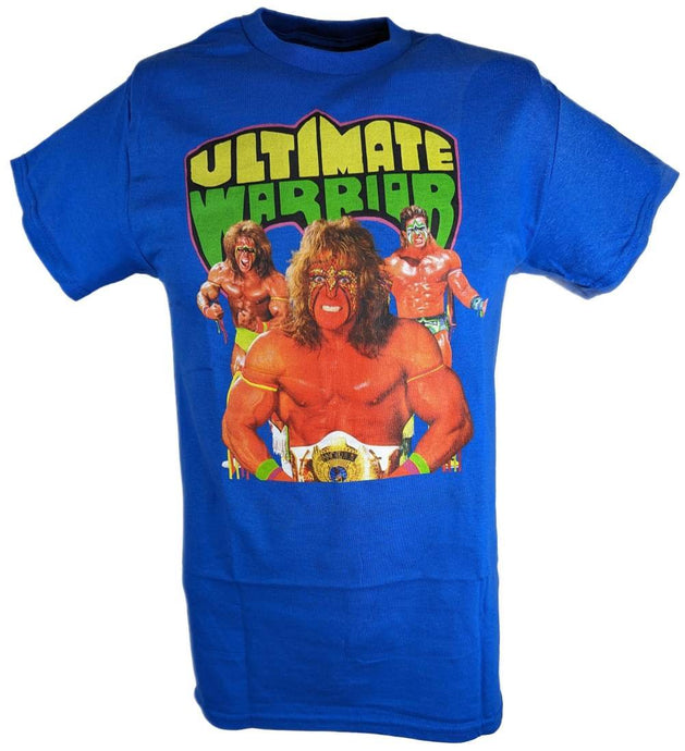 Ultimate Warrior Pose Blue Mens T-shirt by EWS | Extreme Wrestling Shirts