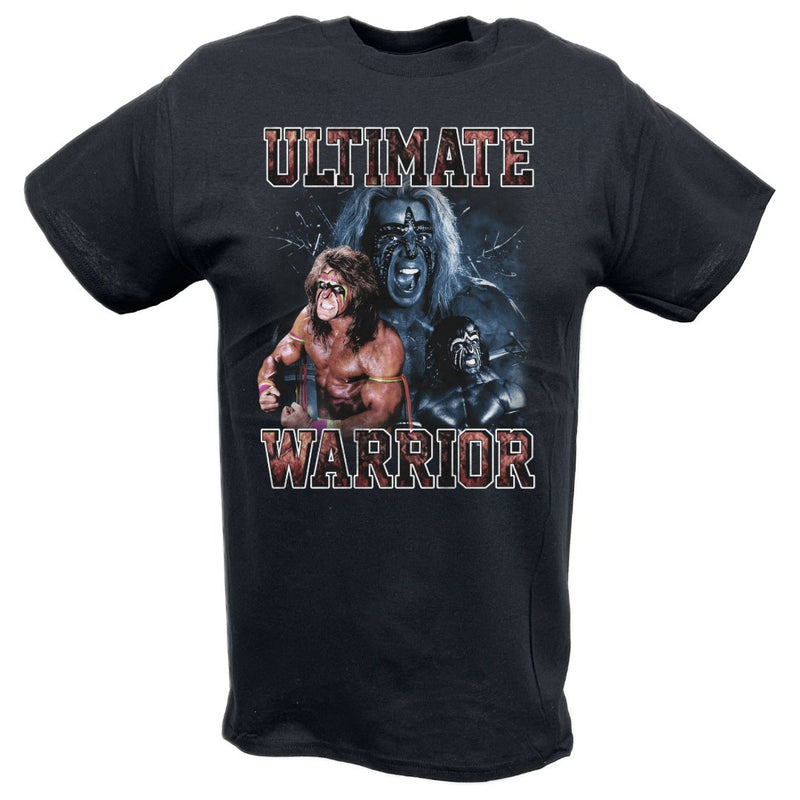 Load image into Gallery viewer, Ultimate Warrior Three Pose Flex Black T-shirt by EWS | Extreme Wrestling Shirts
