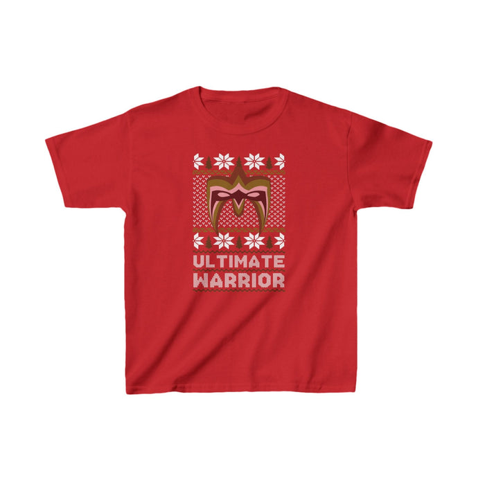 Ultimate Warrior Ugly Christmas Kids Youth Red T-shirt by EWS | Extreme Wrestling Shirts