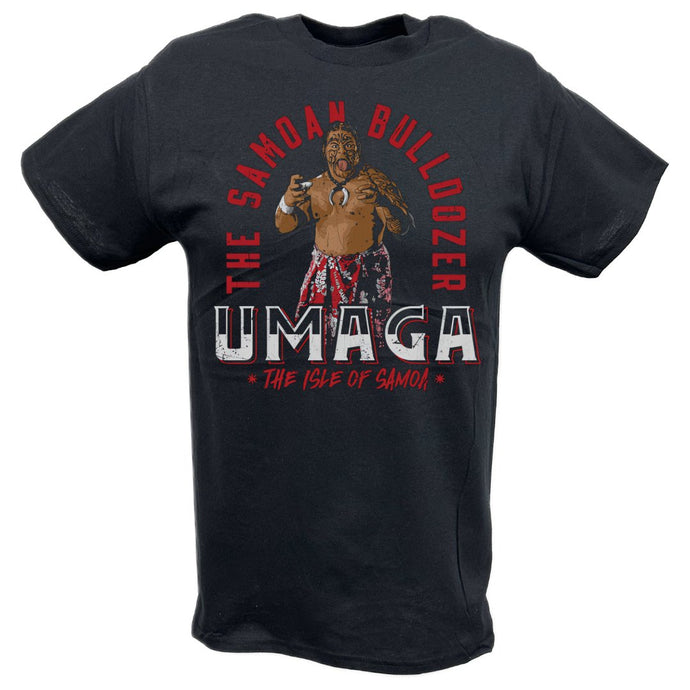 Umaga Samoan Bulldozer BlackT-shirt by EWS | Extreme Wrestling Shirts