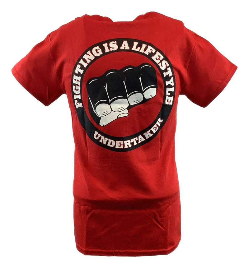 Load image into Gallery viewer, Undertaker Big Evil Fighting Is Lifestyle Mens Red T-shirt Sports Mem, Cards &amp; Fan Shop &gt; Fan Apparel &amp; Souvenirs &gt; Wrestling by Hybrid Tees | Extreme Wrestling Shirts
