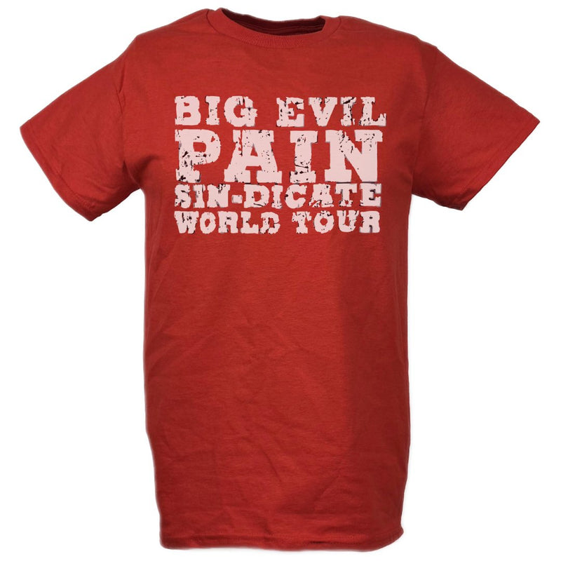 Load image into Gallery viewer, Undertaker Big Evil Pain Sin-Dicate World Tour Red T-shirt by EWS | Extreme Wrestling Shirts
