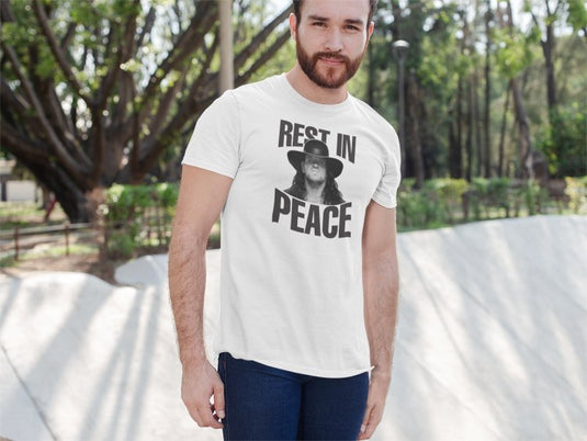 Undertaker Rest In Peace Mens White T-shirt Sports Mem, Cards & Fan Shop > Fan Apparel & Souvenirs > Wrestling by EWS | Extreme Wrestling Shirts