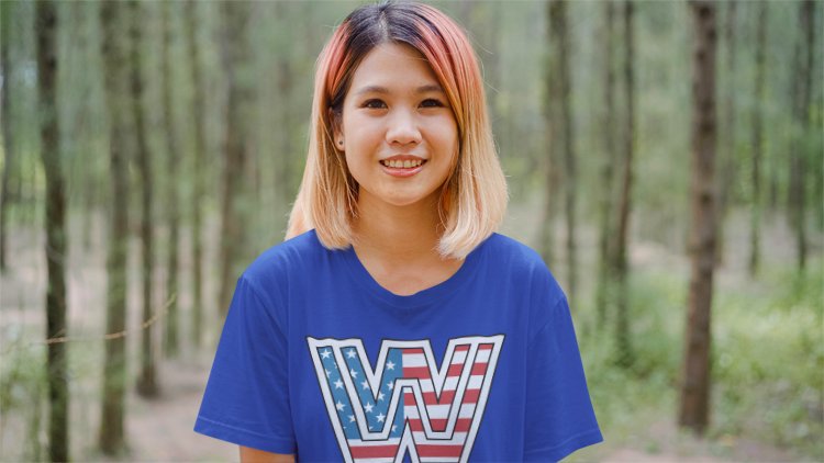 Load image into Gallery viewer, USA American Flag Logo Mens Blue T-shirt by EWS | Extreme Wrestling Shirts
