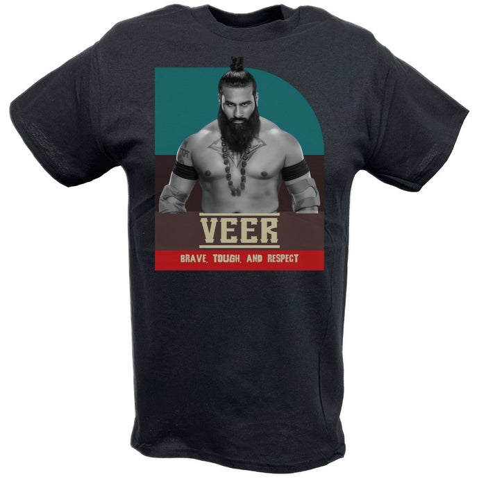 Veer Brave Tough and Respect Black T-shirt by EWS | Extreme Wrestling Shirts