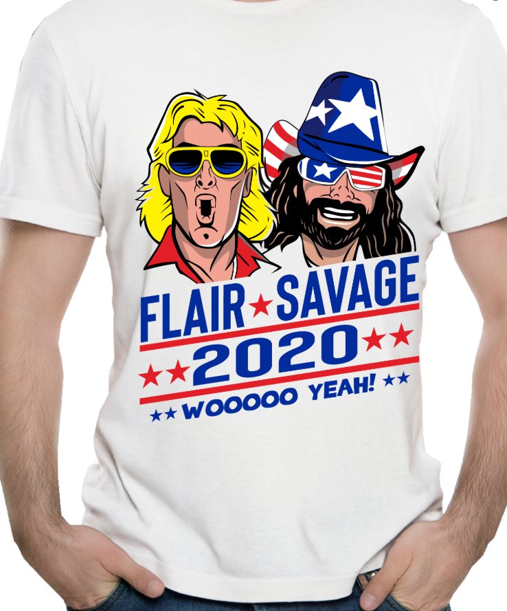 Load image into Gallery viewer, Vote Election 2020 Macho Man Randy Savage Ric Flair Woooo Yeah Mens T-shirt Sports Mem, Cards &amp; Fan Shop &gt; Fan Apparel &amp; Souvenirs &gt; Wrestling by Freeze | Extreme Wrestling Shirts
