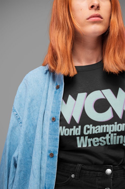 Load image into Gallery viewer, WCW Logo World Championship Wrestling Black T-shirt by EWS | Extreme Wrestling Shirts
