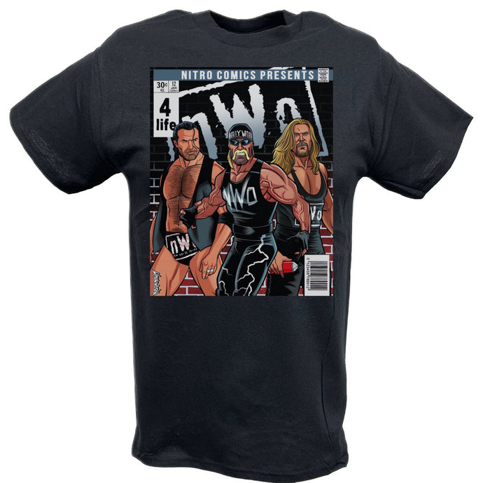 WCW Nitro Comics nWo 4 Life Hogan Hall Nash T-shirt by EWS | Extreme Wrestling Shirts