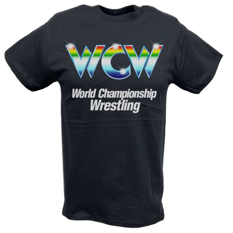 Load image into Gallery viewer, WCW Rainbow Logo World Championship Wrestling T-shirt by EWS | Extreme Wrestling Shirts
