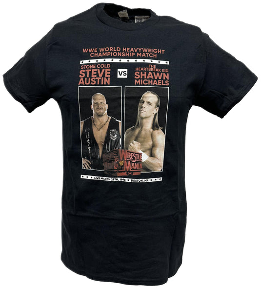 Wrestlemania 14 Stone Cold vs Shawn Michaels Mens Black T-shirt by EWS | Extreme Wrestling Shirts