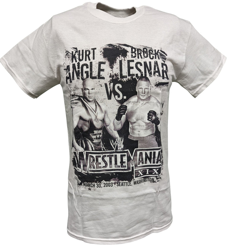 Load image into Gallery viewer, WrestleMania 19 XIX WWE Kurt Angle vs Brock Lesnar Mens White T-shirt Sports Mem, Cards &amp; Fan Shop &gt; Fan Apparel &amp; Souvenirs &gt; Wrestling by Extreme Wrestling Shirts | Extreme Wrestling Shirts
