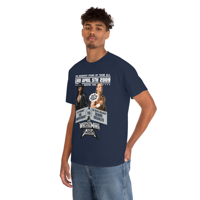 Load image into Gallery viewer, Wrestlemania 25 Shawn Michaels vs The Undertaker Poster T-shirt Sports Mem, Cards &amp; Fan Shop &gt; Fan Apparel &amp; Souvenirs &gt; Wrestling by EWS | Extreme Wrestling Shirts
